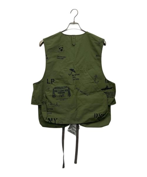 Engineered Garments（エンジニアド ガーメンツ）Engineered Garments (エンジニアド ガーメンツ) Fowl Vest - Graffiti Print Ripstop オリーブ サイズ:Mの古着・服飾アイテム