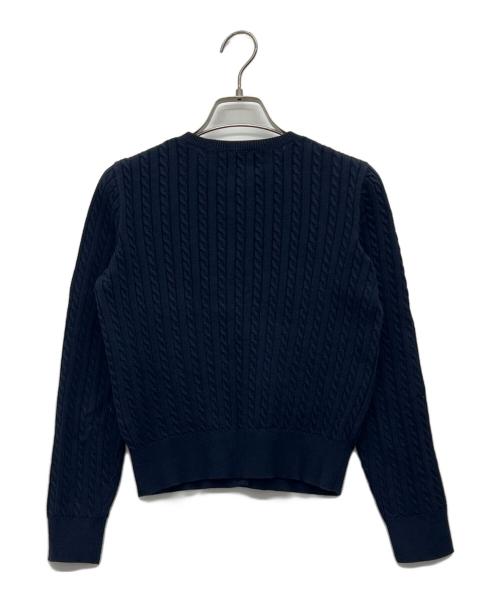 POLO RALPH LAUREN（ポロ・ラルフローレン）POLO RALPH LAUREN (ポロ・ラルフローレン) 丸首コットンケーブルカーディガン ネイビー サイズ:L 12-14の古着・服飾アイテム