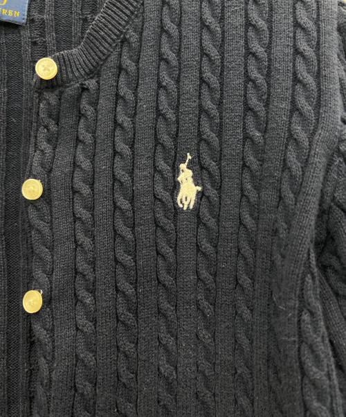 POLO RALPH LAUREN（ポロ・ラルフローレン）POLO RALPH LAUREN (ポロ・ラルフローレン) 丸首コットンケーブルカーディガン ネイビー サイズ:L 12-14の古着・服飾アイテム