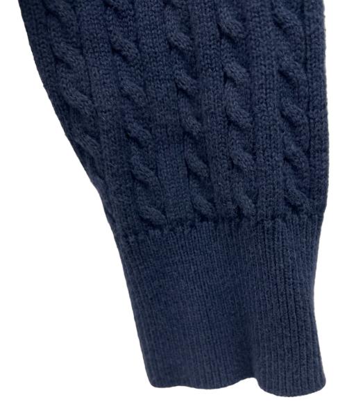 POLO RALPH LAUREN（ポロ・ラルフローレン）POLO RALPH LAUREN (ポロ・ラルフローレン) 丸首コットンケーブルカーディガン ネイビー サイズ:L 12-14の古着・服飾アイテム