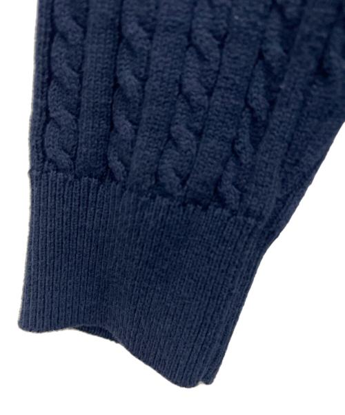 POLO RALPH LAUREN（ポロ・ラルフローレン）POLO RALPH LAUREN (ポロ・ラルフローレン) 丸首コットンケーブルカーディガン ネイビー サイズ:L 12-14の古着・服飾アイテム
