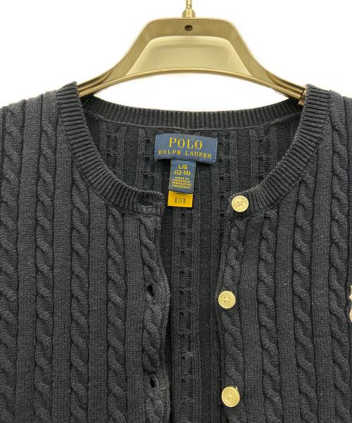 POLO RALPH LAUREN（ポロ・ラルフローレン）POLO RALPH LAUREN (ポロ・ラルフローレン) 丸首コットンケーブルカーディガン ネイビー サイズ:L 12-14の古着・服飾アイテム