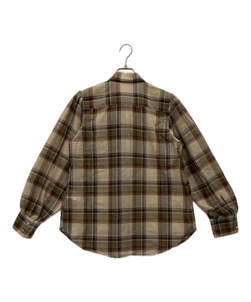 MACPHEE（マカフィー）MACPHEE (マカフィー) ボイルチェック ボウタイブラウス ベージュ サイズ:36の古着・服飾アイテム