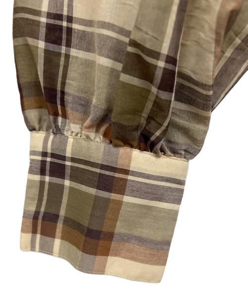 MACPHEE（マカフィー）MACPHEE (マカフィー) ボイルチェック ボウタイブラウス ベージュ サイズ:36の古着・服飾アイテム