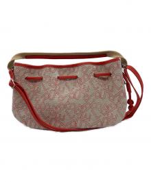 PELLE BORSA（ペレボルサ）の古着「2WAYドローストリングバッグ」｜レッド×ベージュ