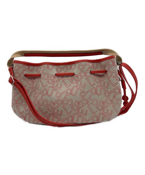 PELLE BORSA（ペレボルサ）PELLE BORSA (ペレボルサ) 2WAYドローストリングバッグ レッド×ベージュの古着・服飾アイテム
