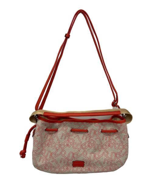 PELLE BORSA（ペレボルサ）PELLE BORSA (ペレボルサ) 2WAYドローストリングバッグ レッド×ベージュの古着・服飾アイテム
