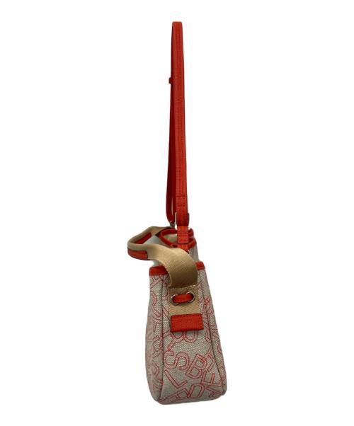 PELLE BORSA（ペレボルサ）PELLE BORSA (ペレボルサ) 2WAYドローストリングバッグ レッド×ベージュの古着・服飾アイテム