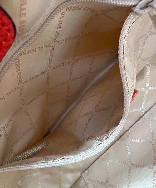 PELLE BORSA（ペレボルサ）PELLE BORSA (ペレボルサ) 2WAYドローストリングバッグ レッド×ベージュの古着・服飾アイテム