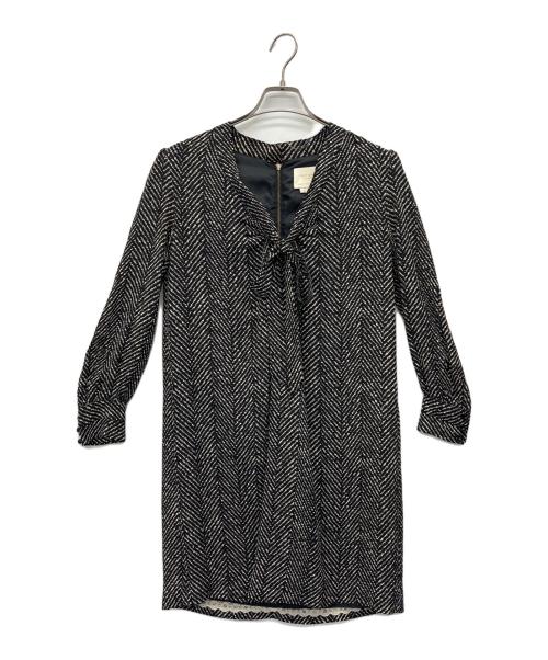 Kate Spade（ケイトスペード）Kate Spade (ケイトスペード) 長袖ワンピース ブラック×ホワイト サイズ:Sの古着・服飾アイテム