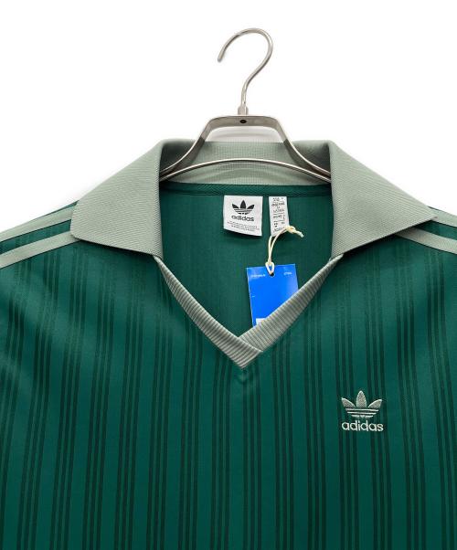 adidas Originals（アディダスオリジナル）adidas Originals (アディダスオリジナル) アディカラー フットボール ジャカード Vネック 長袖ポロシャツ グリーン サイズ:Lの古着・服飾アイテム