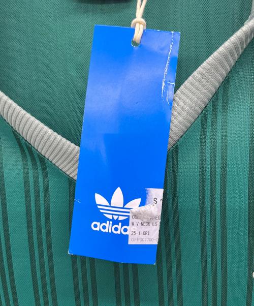 adidas Originals（アディダスオリジナル）adidas Originals (アディダスオリジナル) アディカラー フットボール ジャカード Vネック 長袖ポロシャツ グリーン サイズ:Lの古着・服飾アイテム