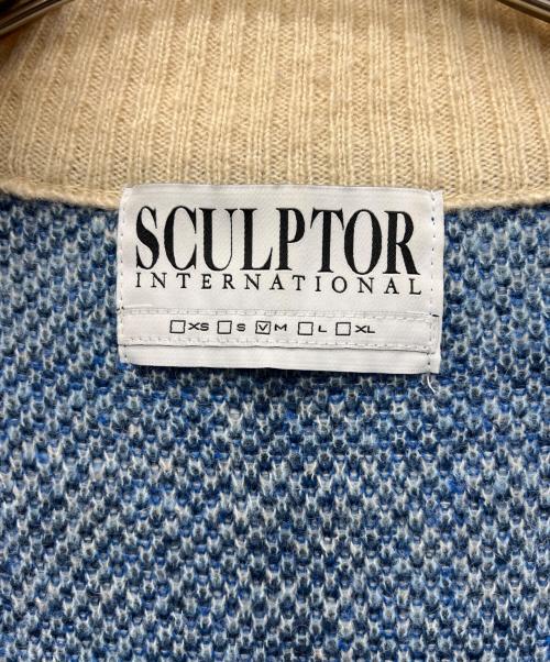 sculptor（スカルプター）sculptor (スカルプター) ジップアップニット ブルー×ベージュ サイズ:Mの古着・服飾アイテム