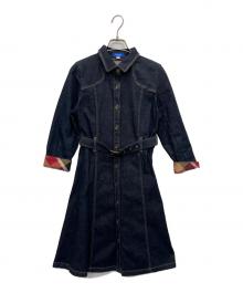 BLUE LABEL CRESTBRIDGE（ブルーレーベルクレストブリッジ）の古着「デニムワンピース ウエストベルト」｜ブルー