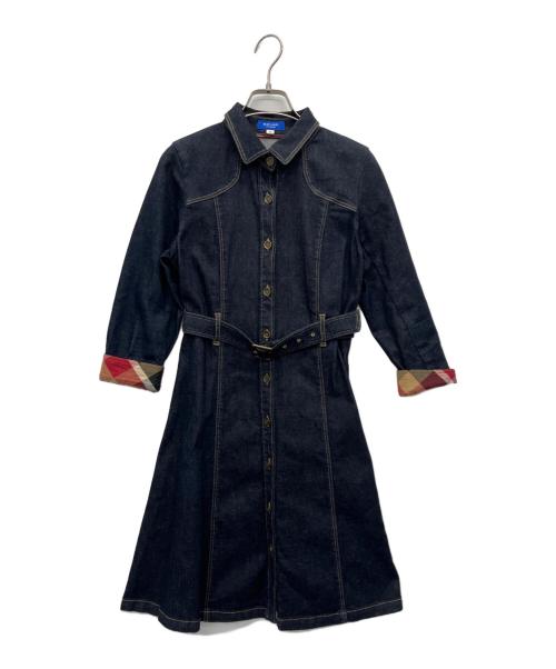 BLUE LABEL CRESTBRIDGE（ブルーレーベルクレストブリッジ）BLUE LABEL CRESTBRIDGE (ブルーレーベルクレストブリッジ) デニムワンピース ウエストベルト ブルー サイズ:36の古着・服飾アイテム