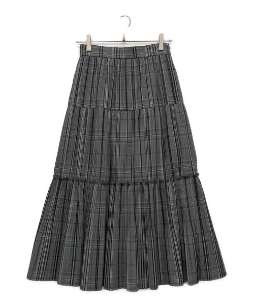 Snidel（スナイデル）Snidel (スナイデル) ギャザーティアードIラインスカート グレーの古着・服飾アイテム