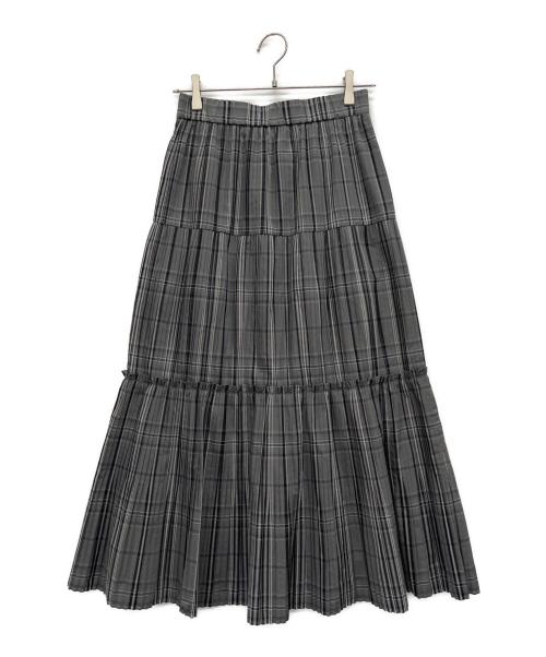 Snidel（スナイデル）Snidel (スナイデル) ギャザーティアードIラインスカート グレーの古着・服飾アイテム