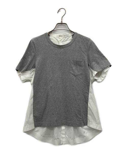 sacai（サカイ）sacai (サカイ) 半袖ブラウス グレー×ホワイト サイズ:1の古着・服飾アイテム