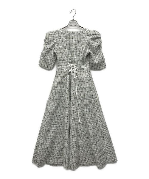 DazzliN（ダズリン）DazzliN (ダズリン) マルチボタンパイピングツイードワンピース スカイブルー サイズ:Mの古着・服飾アイテム