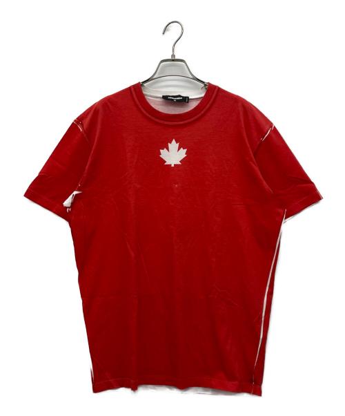 DSQUARED2（ディースクエアード）DSQUARED2 (ディースクエアード) Tシャツ レッド サイズ:XLの古着・服飾アイテム