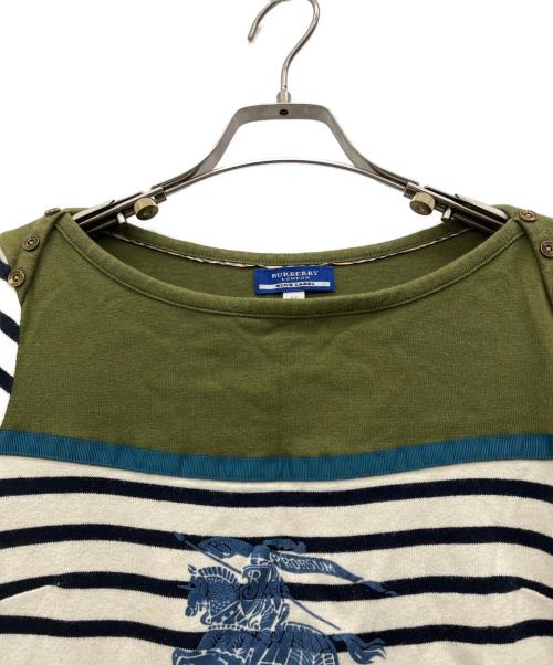 BURBERRY BLUE LABEL（バーバリー ブルー レーベル）BURBERRY BLUE LABEL (バーバリー ブルー レーベル) 長袖カットソー オリーブ×ベージュ サイズ:38の古着・服飾アイテム