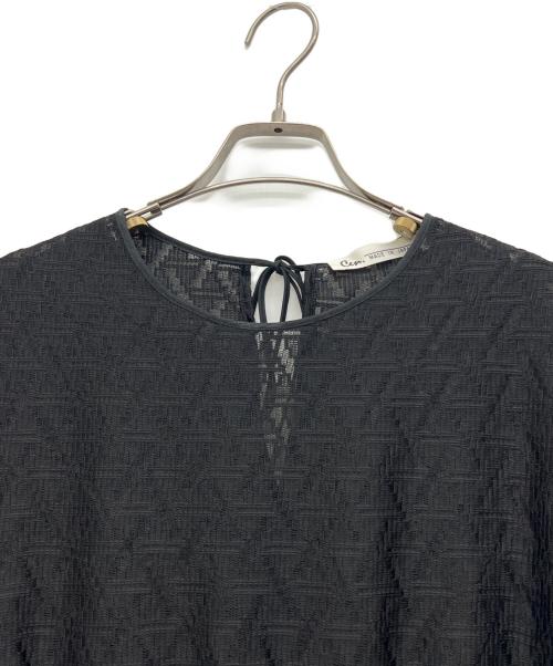 Cen.（セン）Cen. (セン) ギャザー レースチュニックブラウス ブラック サイズ:FREEの古着・服飾アイテム