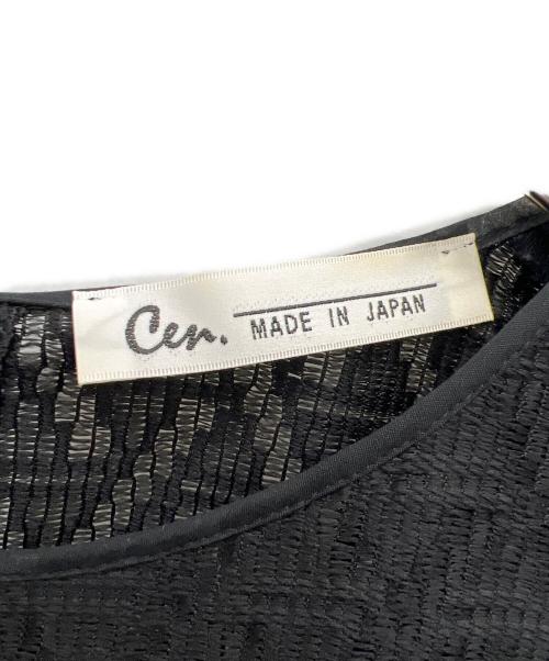Cen.（セン）Cen. (セン) ギャザー レースチュニックブラウス ブラック サイズ:FREEの古着・服飾アイテム