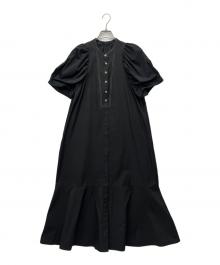machatt（マチャット）の古着「バイカラーステッチロングドレス」｜ブラック