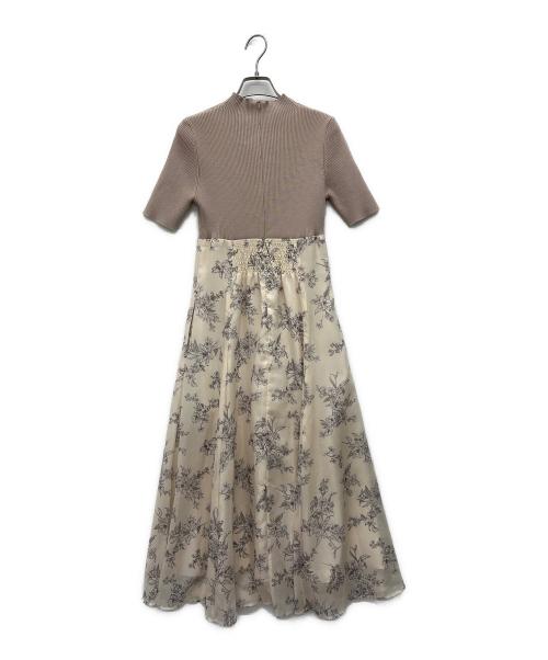 MERCURY DUO（マーキュリーデュオ）MERCURY DUO (マーキュリーデュオ) フラワーニットドッキングワンピース ベージュ サイズ:Sの古着・服飾アイテム