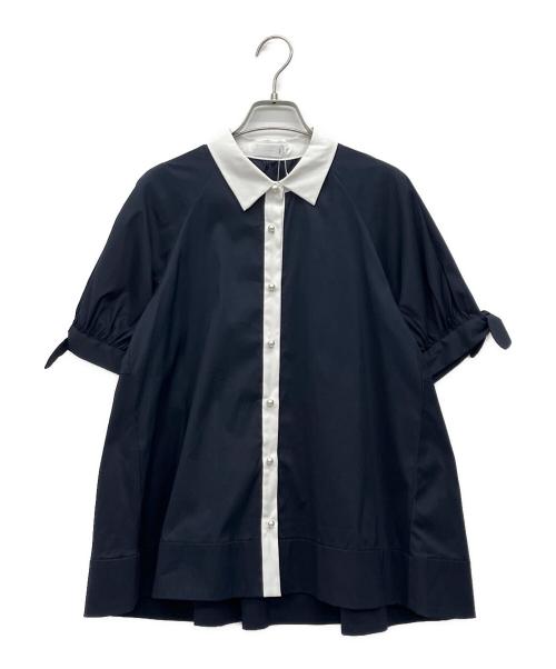 Sono（ソーノ）Sono (ソーノ) 半袖ブラウス ネイビー×ホワイト サイズ:FREEの古着・服飾アイテム