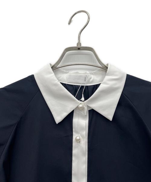 Sono（ソーノ）Sono (ソーノ) 半袖ブラウス ネイビー×ホワイト サイズ:FREEの古着・服飾アイテム