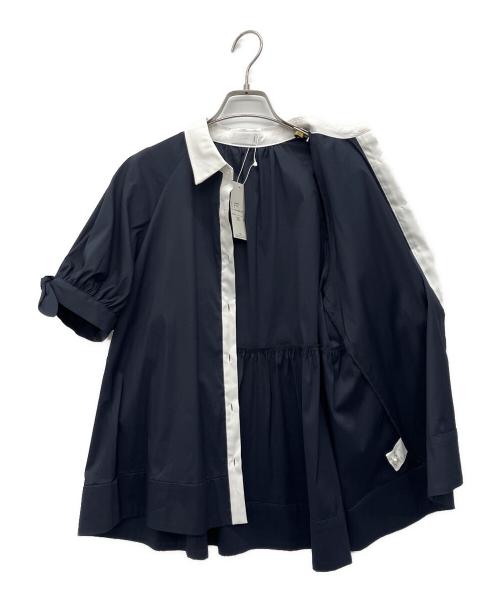 Sono（ソーノ）Sono (ソーノ) 半袖ブラウス ネイビー×ホワイト サイズ:FREEの古着・服飾アイテム