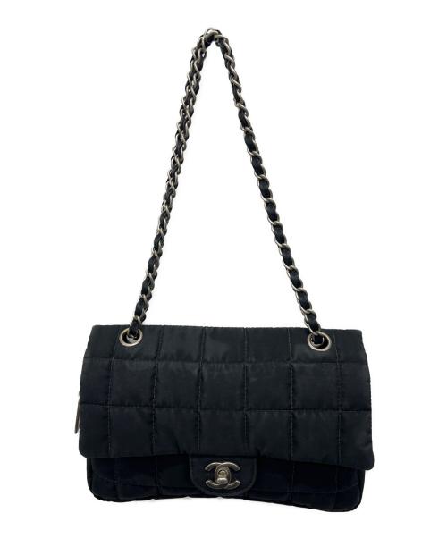 CHANEL（シャネル）CHANEL (シャネル) チョコバーナイロンチェーンショルダーバッグ ブラックの古着・服飾アイテム