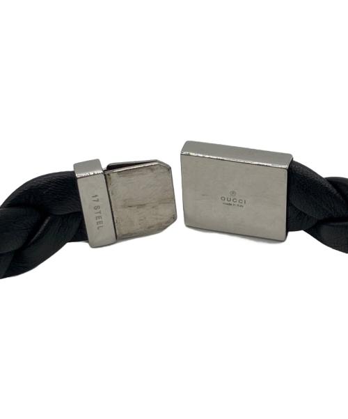 GUCCI（グッチ）GUCCI (グッチ) レザー編み込みブレスレット ブラックの古着・服飾アイテム
