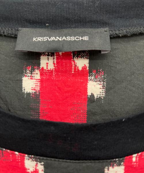 KRIS VAN ASSCHE（クリス ヴァン アッシュ）KRIS VAN ASSCHE (クリス ヴァン アッシュ) 半袖カットソー ブラック×レッド サイズ:46の古着・服飾アイテム