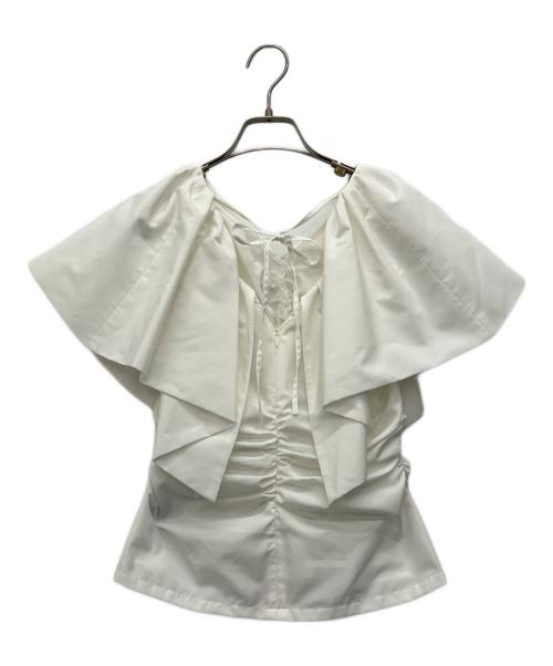 FRAY ID（フレイ アイディー）FRAY ID (フレイ アイディー) フリルブラウス ホワイトの古着・服飾アイテム