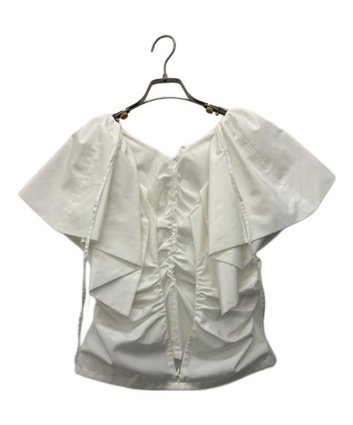 FRAY ID（フレイ アイディー）FRAY ID (フレイ アイディー) フリルブラウス ホワイトの古着・服飾アイテム