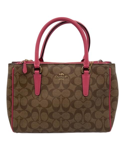 COACH（コーチ）COACH (コーチ) 2WAYショルダーバッグ ベージュ×ピンクの古着・服飾アイテム