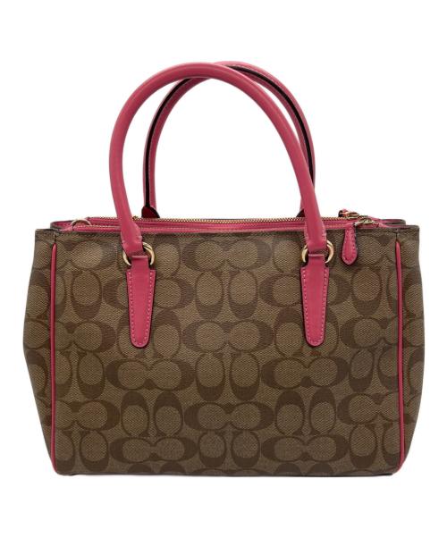 COACH（コーチ）COACH (コーチ) 2WAYショルダーバッグ ベージュ×ピンクの古着・服飾アイテム