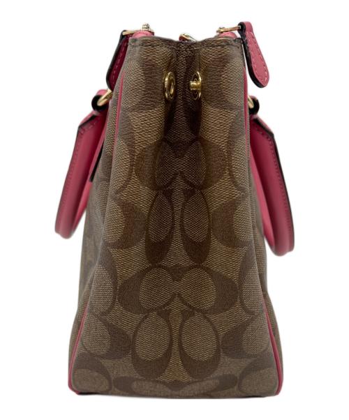 COACH（コーチ）COACH (コーチ) 2WAYショルダーバッグ ベージュ×ピンクの古着・服飾アイテム