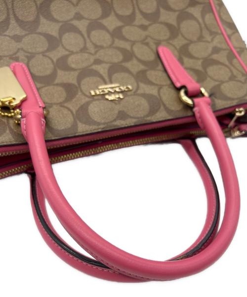 COACH（コーチ）COACH (コーチ) 2WAYショルダーバッグ ベージュ×ピンクの古着・服飾アイテム