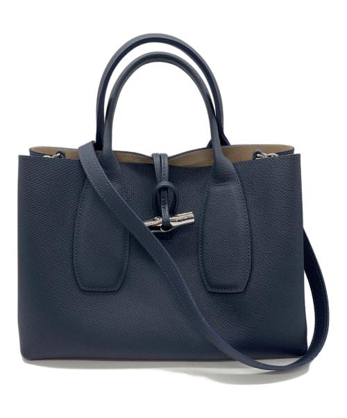 LONGCHAMP（ロンシャン）LONGCHAMP (ロンシャン) トップハンドル ロゾ Mサイズ ネイビーの古着・服飾アイテム