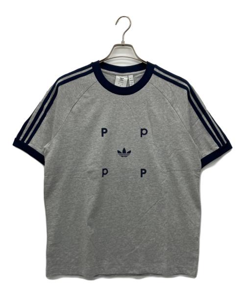 adidas（アディダス）adidas (アディダス) Pop Classic Tee グレー×ネイビー サイズ:XLの古着・服飾アイテム