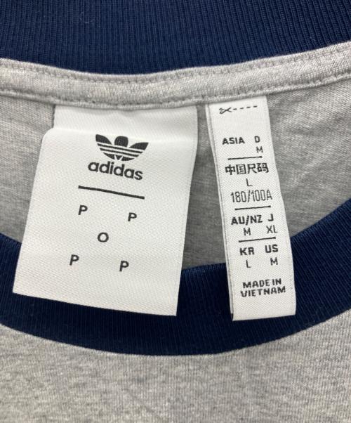 adidas（アディダス）adidas (アディダス) Pop Classic Tee グレー×ネイビー サイズ:XLの古着・服飾アイテム