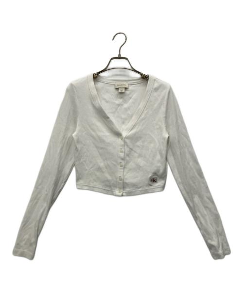 Calvin Klein Jeans（カルバンクラインジーンズ）Calvin Klein Jeans (カルバンクラインジーンズ) 薄手カーディガン ホワイト サイズ:Sの古着・服飾アイテム