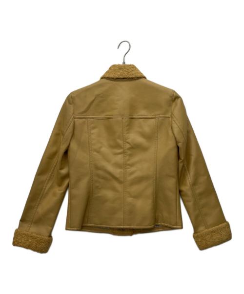 BURBERRY BLUE LABEL（バーバリー ブルー レーベル）BURBERRY BLUE LABEL (バーバリー ブルー レーベル) ボア襟レザージャケット ベージュ サイズ:38の古着・服飾アイテム