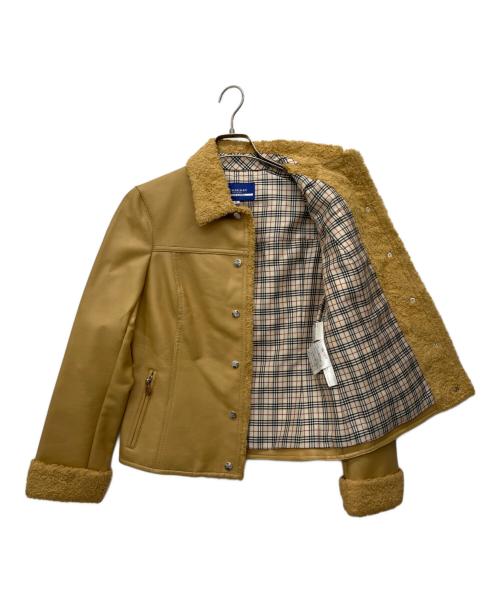 BURBERRY BLUE LABEL（バーバリー ブルー レーベル）BURBERRY BLUE LABEL (バーバリー ブルー レーベル) ボア襟レザージャケット ベージュ サイズ:38の古着・服飾アイテム