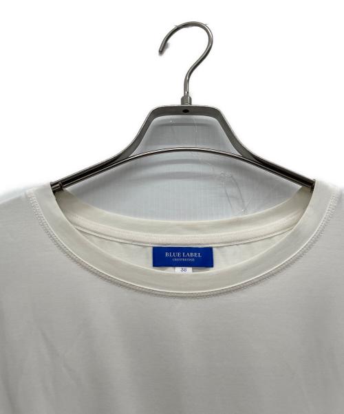 BLUE LABEL CRESTBRIDGE（ブルーレーベルクレストブリッジ）BLUE LABEL CRESTBRIDGE (ブルーレーベルクレストブリッジ) 半袖ワンピース ホワイト×ベージュ サイズ:38の古着・服飾アイテム