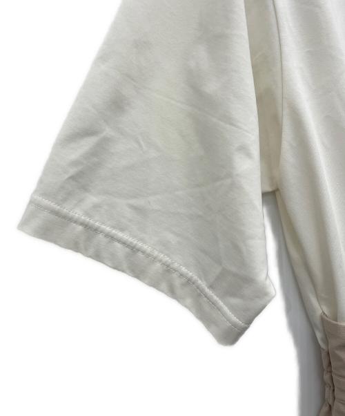 BLUE LABEL CRESTBRIDGE（ブルーレーベルクレストブリッジ）BLUE LABEL CRESTBRIDGE (ブルーレーベルクレストブリッジ) 半袖ワンピース ホワイト×ベージュ サイズ:38の古着・服飾アイテム