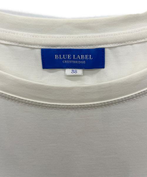 BLUE LABEL CRESTBRIDGE（ブルーレーベルクレストブリッジ）BLUE LABEL CRESTBRIDGE (ブルーレーベルクレストブリッジ) 半袖ワンピース ホワイト×ベージュ サイズ:38の古着・服飾アイテム